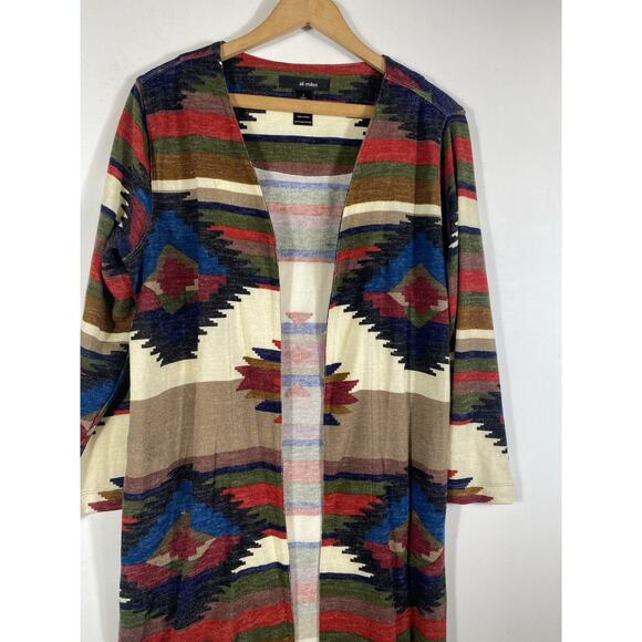 Ali Miles Cardigan Duster Sweater Size Large NEW Southwestern Navajo Cabincore - Picture 8 of 15